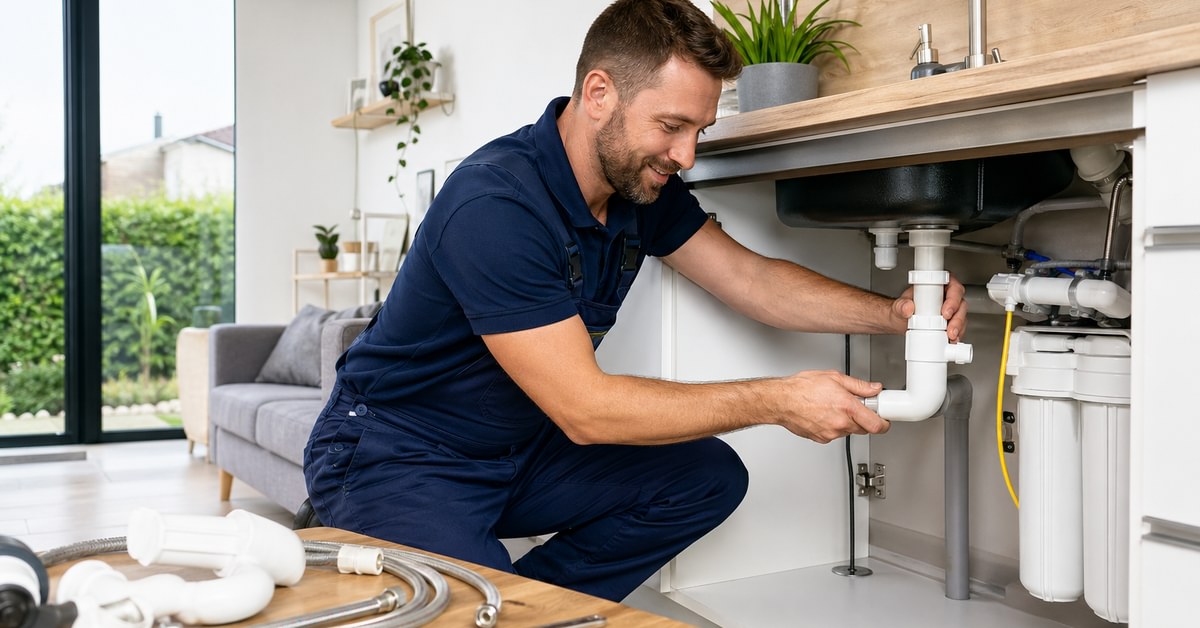 Installation de plomberie moderne avec des équipements économes en énergie.