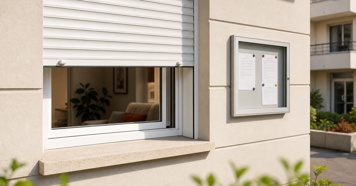 Volet roulant en copropriété posé sur façade d'immeuble