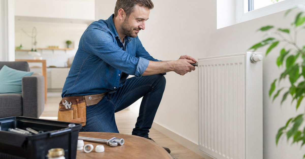 Flotte sous un radiateur montrant une fuite radiateur sur parquet